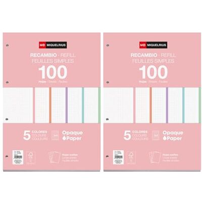 Miquelrius Reservblock, 200 rutade lösa ark 5 mm, ogenomskinligt papper 90 g/m², påfyllning av perforerade A4-ark för pärm eller arkivskåp, skolmaterial för tillbaka till skolan Miquelrius Reservblock, 200 rutade lösa ark 5 mm, ogenomskinligt papper 90 g/m², påfyllning av perforerade A4-ark för pärm eller arkivskåp, skolmaterial för tillbaka till skolan