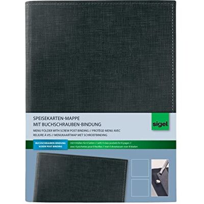 Sigel SM135 matkort-mapp med bokskruvar bindning för A5, svart – andra storlekar/designer Sigel SM135 matkort-mapp med bokskruvar bindning för A5, svart – andra storlekar/designer