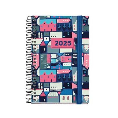 Miquelrius Agenda 2025, 80 x 120 mm dagbok, dagskalender, fodrad kartongomslag, Spiral, elastisk gummiförslutning, 80 g/m² papper, spanska, engelska och portugisiska, villa Miquelrius Agenda 2025, 80 x 120 mm dagbok, dagskalender, fodrad kartongomslag, Spiral, elastisk gummiförslutning, 80 g/m² papper, spanska, engelska och portugisiska, villa
