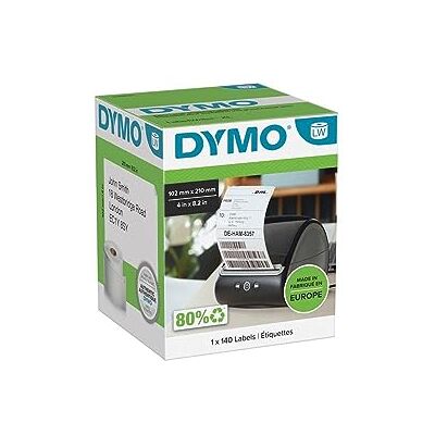 Dymo LW autentiska fraktetiketter extra stora för LabelWriter 5XL/4XL 104 mm x 159 mm 220 rulle svart tryck på vit bakgrund Dymo LW autentiska fraktetiketter extra stora för LabelWriter 5XL/4XL 104 mm x 159 mm 220 rulle svart tryck på vit bakgrund