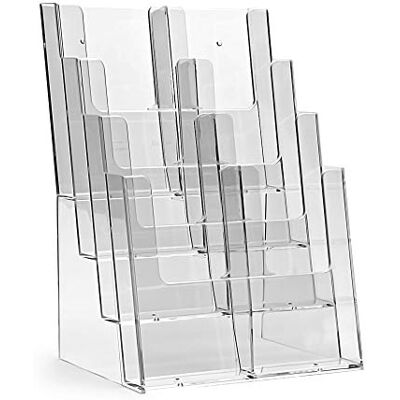 Taymar 4C230 bordsbroschyrstativ, broschyrstativ i DIN A4-format (4 fack) på 4 våningar inklusive fackdelar för valfri konvertering till DIN lång (DL) – trifold med 8 fack – transparent Taymar 4C230 bordsbroschyrstativ, broschyrstativ i DIN A4-format (4 fack) på 4 våningar inklusive fackdelar för valfri konvertering till DIN lång (DL) – trifold med 8 fack – transparent