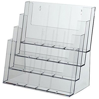 Taymar 4C330 mångsidigt genomskinligt plastbroschyr visningsstativ. Lämplig för A4/A5/DL broschyrer, flygblad, litteratur och broschyrer. Skrivbord eller väggmonterad Taymar 4C330 mångsidigt genomskinligt plastbroschyr visningsstativ. Lämplig för A4/A5/DL broschyrer, flygblad, litteratur och broschyrer. Skrivbord eller väggmonterad