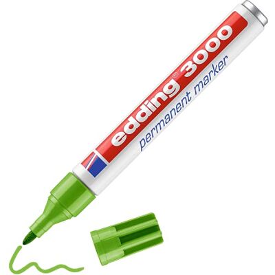 edding 3000 permanent markör – ljusgrön – 10 pennor – rund spets 1,5 – 3 mm – snabbtorkande permanent markör – vattentät, fläckbeständig – för kartong, plast, trä, metall – universalmarkörer edding 3000 permanent markör – ljusgrön – 10 pennor – rund spets 1,5 – 3 mm – snabbtorkande permanent markör – vattentät, fläckbeständig – för kartong, plast, trä, metall – universalmarkörer