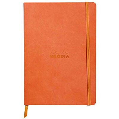 Rhodia 117464C Anteckningsbok rama med mjukt kuvert, prickigt rutnät, 80 ark, 90 g elfenbensfärgat papper, A5 148 x 210 mm, bokmärke, innerficka, 1 st, tangerin Rhodia 117464C Anteckningsbok rama med mjukt kuvert, prickigt rutnät, 80 ark, 90 g elfenbensfärgat papper, A5 148 x 210 mm, bokmärke, innerficka, 1 st, tangerin