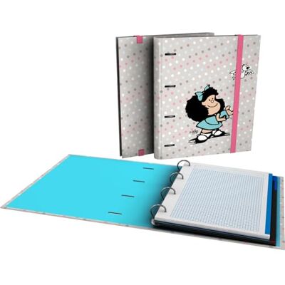 Grafoplás Grafoplas A4-mapp med stansade ringar med påfyllning och avdelare, Bird Mafald, 90 g fyrkantiga blad 5x5 färgkant, transparent kuvert, anteckningsbok, perfekt skolmaterial Grafoplás Grafoplas A4-mapp med stansade ringar med påfyllning och avdelare, Bird Mafald, 90 g fyrkantiga blad 5x5 färgkant, transparent kuvert, anteckningsbok, perfekt skolmaterial