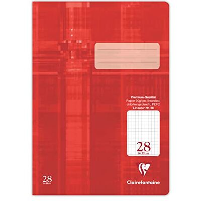Clairefontaine 331028C – förpackning med 25 häftklamrar, DIN A4, 16 ark, 90 g, linjering 28 kontinuerligt rutig 5 x 5 mm med kant, perfekt för skolan, röd, 1-pack Clairefontaine 331028C – förpackning med 25 häftklamrar, DIN A4, 16 ark, 90 g, linjering 28 kontinuerligt rutig 5 x 5 mm med kant, perfekt för skolan, röd, 1-pack