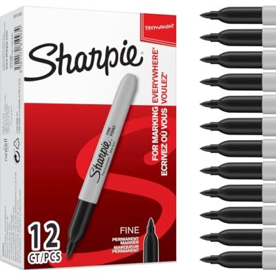 Sharpie permanenta märkpennor Fin spets Svart 12 stycken Sharpie permanenta märkpennor Fin spets Svart 12 stycken