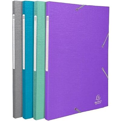 Exacompta Ref. 55650E set med 4 x 32 cm för A4 maxi luckor elastiska mappar med Teksto belagda kort mått 24 x 32 cm för A4 maxi blandade färger, grå, turkos, vattengrön, lila Exacompta Ref. 55650E set med 4 x 32 cm för A4 maxi luckor elastiska mappar med Teksto belagda kort mått 24 x 32 cm för A4 maxi blandade färger, grå, turkos, vattengrön, lila