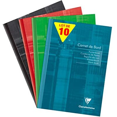 Clairefontaine – Ref 3669C – Häftbunden pupillens rapportbok (32 ark) – A5-storlek, 110 gsm borstat velumpapper, laminerat kartongskydd – blandade färger (paket med 10) Clairefontaine – Ref 3669C – Häftbunden pupillens rapportbok (32 ark) – A5-storlek, 110 gsm borstat velumpapper, laminerat kartongskydd – blandade färger (paket med 10)