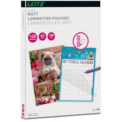 Leitz iLAM Lamineringsfickor, A3, Matta, 125 Mikron, 100-Pack, 16924 Leitz iLAM Lamineringsfickor, A3, Matta, 125 Mikron, 100-Pack, 16924