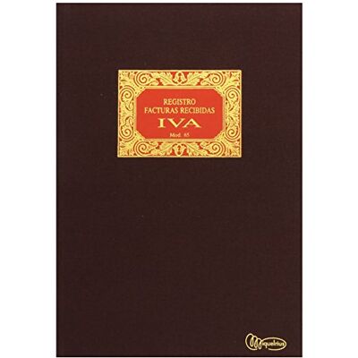 Miquelrius Bokföringsbok, Naturlig Folio Storlek, Mottagna fakturor moms 65, 100 ark (folierade), Tyg och Lomo Cover i gummi Miquelrius Bokföringsbok, Naturlig Folio Storlek, Mottagna fakturor moms 65, 100 ark (folierade), Tyg och Lomo Cover i gummi