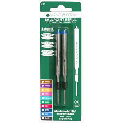 Monteverde mjuk rulle kulspetspenna påfyllning för Lamy kulspetspennor, blå, 2-pack (L132BU) Monteverde mjuk rulle kulspetspenna påfyllning för Lamy kulspetspennor, blå, 2-pack (L132BU)