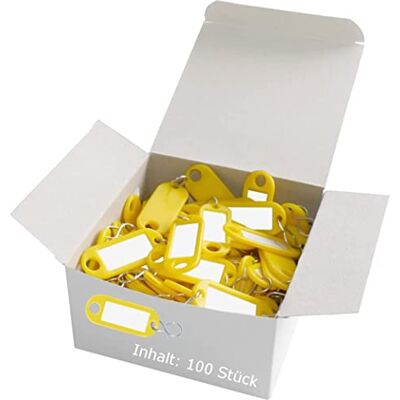 WEDO 262813405 nyckelring för märkning gul 100 stycken med S-krok WEDO 262813405 nyckelring för märkning gul 100 stycken med S-krok