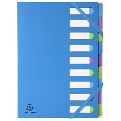 Exacompta 52262E mappa (med gummiband, Hardcover, 9 fack, för format DIN A4, töjbar rygg) 1 styck blå Exacompta 52262E mappa (med gummiband, Hardcover, 9 fack, för format DIN A4, töjbar rygg) 1 styck blå
