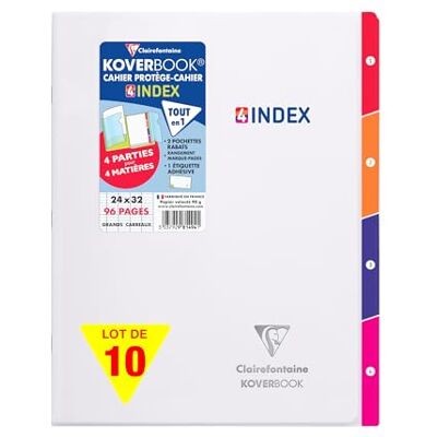 Clairefontaine 981494Cpack Koverbook 4 INDEX piqué polypro transparent Incolore 24x32cm 96p séyès PAQ DE 10 Clairefontaine 981494Cpack Koverbook 4 INDEX piqué polypro transparent Incolore 24x32cm 96p séyès PAQ DE 10