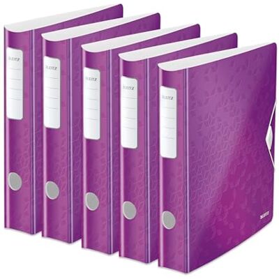 Leitz kvalitetsmapp 180° Active WOW, 5-pack, A4, smal, rundad rygg, 6,5 cm bred, gummibandslås, lätt polyfoam, plastmapp, WOW-serien, violett, 11070062 Leitz kvalitetsmapp 180° Active WOW, 5-pack, A4, smal, rundad rygg, 6,5 cm bred, gummibandslås, lätt polyfoam, plastmapp, WOW-serien, violett, 11070062