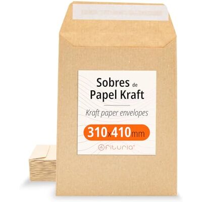 OFITURIA Kraft-kuvert med silikonband för inbjudningar eller presentpåsar för gäster vid bröllop, nattvard eller dop. Kuvert för smycken eller frön – (310 x 410 mm, ca 200 mm) OFITURIA Kraft-kuvert med silikonband för inbjudningar eller presentpåsar för gäster vid bröllop, nattvard eller dop. Kuvert för smycken eller frön – (310 x 410 mm, ca 200 mm)