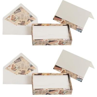 Magicamente Carta 2 set med kuvert med kuvert med låda, 12 x 18 cm, 10 ark + 10 kuvert, Elfenbenspapper, gyllene pulverdekoration. Mönster: Venedig Magicamente Carta 2 set med kuvert med kuvert med låda, 12 x 18 cm, 10 ark + 10 kuvert, Elfenbenspapper, gyllene pulverdekoration. Mönster: Venedig
