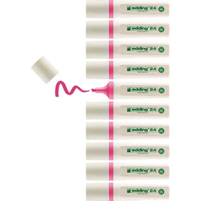 edding 24 EcoLine överstrykningspenna – rosa – 10 överstrykningspennor – mejselspets 2–5 mm – för snabb och enkel markering och markering av texter och anteckningar – påfyllningsbar, tillverkad av edding 24 EcoLine överstrykningspenna – rosa – 10 överstrykningspennor – mejselspets 2–5 mm – för snabb och enkel markering och markering av texter och anteckningar – påfyllningsbar, tillverkad av