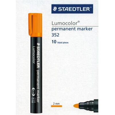 STAEDTLER 352-4 Lumocolor Marker permanent Rundspitze, 2 mm, 10 Stück, orange STAEDTLER 352-4 Lumocolor Marker permanent Rundspitze, 2 mm, 10 Stück, orange