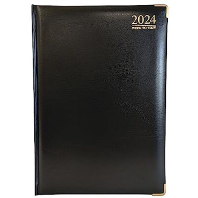 G4GADGET G4 2024 Svart A4 veckodagbok inbunden omslag 70 GSM-papper för företagskontor och hem G4GADGET G4 2024 Svart A4 veckodagbok inbunden omslag 70 GSM-papper för företagskontor och hem