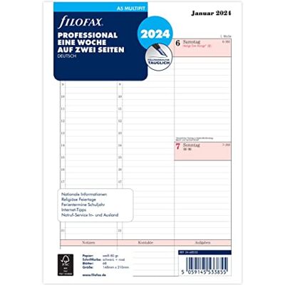Filofax 2024 24-68553 Kalenderinlägg, Vit, A5 Filofax 2024 24-68553 Kalenderinlägg, Vit, A5
