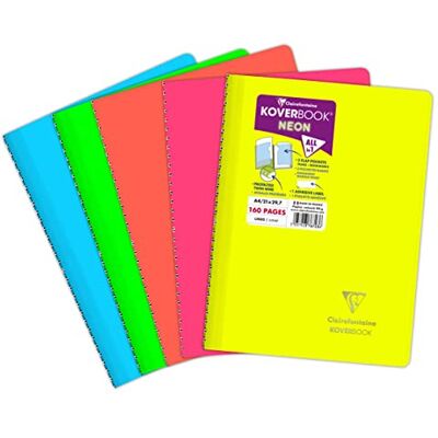 Clairefontaine 376723C Koverbook NEON reliure intégrale enveloppante PP opaque 21x29,7cm 160p ligné couleur aléatoire Clairefontaine 376723C Koverbook NEON reliure intégrale enveloppante PP opaque 21x29,7cm 160p ligné couleur aléatoire