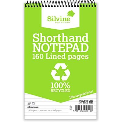 Silvine 160 Sidor 8 x 5 tum Korthand Återvunnen Anteckningsbok, Styrd 8 mm Feint Silvine 160 Sidor 8 x 5 tum Korthand Återvunnen Anteckningsbok, Styrd 8 mm Feint