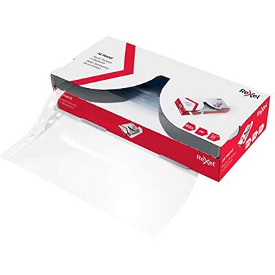 Rexel A4 stansade fickor, till hands, glasklar, 50-pack, 2115500 Rexel A4 stansade fickor, till hands, glasklar, 50-pack, 2115500