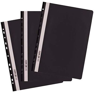 D.RECT 25 stycken A4 häftapparat med perforering av plast med transparent framlock snabbhäftapparat av PP-folie perforerad – eurohål svart D.RECT 25 stycken A4 häftapparat med perforering av plast med transparent framlock snabbhäftapparat av PP-folie perforerad – eurohål svart
