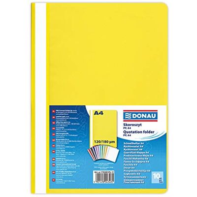 DONAU 1702001PL-01 plast snabbhäftapparat A4 svart/sikteplast av ekologisk PP-folie 120/180 µm/med transparent lock/för kontor och skola/kapacitet ca 200 blad 10-pack GUL DONAU 1702001PL-01 plast snabbhäftapparat A4 svart/sikteplast av ekologisk PP-folie 120/180 µm/med transparent lock/för kontor och skola/kapacitet ca 200 blad 10-pack GUL