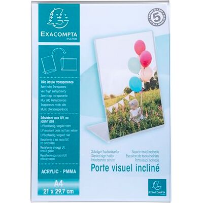 Exacompta Ref 84058D 1 Vertikal eller horisontell lutande A4 displayhållare Mått 210 x 297 mm PMMA (akryl) meny för restauranger, hotell, konferenser och receptioner Kristallfärg Exacompta Ref 84058D 1 Vertikal eller horisontell lutande A4 displayhållare Mått 210 x 297 mm PMMA (akryl) meny för restauranger, hotell, konferenser och receptioner Kristallfärg
