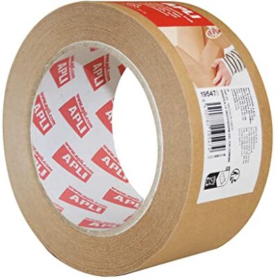 APLI 19547 Kraft pappers tejp för förpackning av förpackningar eller lådor, miljövänlig brun bandrulle med mått 48 mm x 50 m APLI 19547 Kraft pappers tejp för förpackning av förpackningar eller lådor, miljövänlig brun bandrulle med mått 48 mm x 50 m