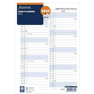 Filofax Vertikal årsplan flerspråkig A4-2024 Filofax Vertikal årsplan flerspråkig A4-2024