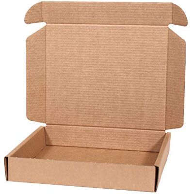 ONLY BOXES corrugated cardboard box for postal mailing, self-buildable for storage, size L, 31 x 26 x 5.5 cm, 20 pieces ONLY BOXES corrugated cardboard box for postal mailing, self-buildable for storage, size L, 31 x 26 x 5.5 cm, 20 pieces