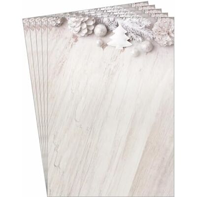 Sigel DP673 brevpapper, jul, "Rustic White" A4, 25 ark, tillverkad av hållbart papper, julbrevpapper, inbjudning, meny Sigel DP673 brevpapper, jul, "Rustic White" A4, 25 ark, tillverkad av hållbart papper, julbrevpapper, inbjudning, meny