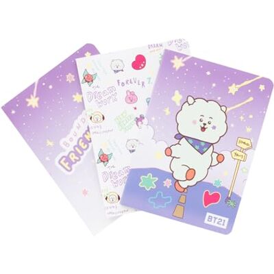 Grupo Erik A6 Notebook Set BT21 Kawaii Stationery 3 A6 Notebooks Lined, Plain, Dotted 32 sheets (64 pages) RJ BT21 Merch, Kawaii Stuff, Cute Stationery Gifts Under 15 Pounds Grupo Erik A6 Notebook Set BT21 Kawaii Stationery 3 A6 Notebooks Lined, Plain, Dotted 32 sheets (64 pages) RJ BT21 Merch, Kawaii Stuff, Cute Stationery Gifts Under 15 Pounds