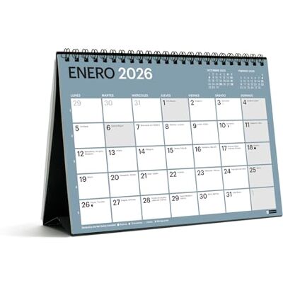 Miquelrius Skrivbordskalender 2026 Chromat, Årlig A5 arrangör: 210 x 148,5 mm, bokutrymme, dubbel spiralbindning, 9 interiörfärger, 12 månader, spansk planerare Miquelrius Skrivbordskalender 2026 Chromat, Årlig A5 arrangör: 210 x 148,5 mm, bokutrymme, dubbel spiralbindning, 9 interiörfärger, 12 månader, spansk planerare