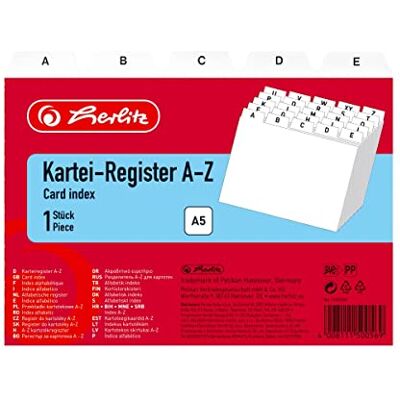 herlitz A5 A-Z styrkort/indexkortsregistrering – vit herlitz A5 A-Z styrkort/indexkortsregistrering – vit