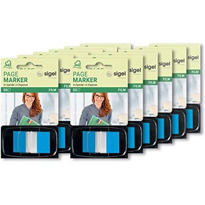 Sigel Hn492 självhäftande bokmärke i transparent folie, i Z-dispenser, 600 ark 4,3 x 2,5 cm, färgtip blå Sigel Hn492 självhäftande bokmärke i transparent folie, i Z-dispenser, 600 ark 4,3 x 2,5 cm, färgtip blå