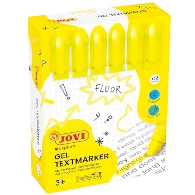 Jovi !NEON Gel Marker, Etui med 12 stift överstrykningspennor, Färg Gul, Torkar inte ut, Smetar inte ut skrift eller blöder inte genom papper, Glutenfri, (1817) Jovi !NEON Gel Marker, Etui med 12 stift överstrykningspennor, Färg Gul, Torkar inte ut, Smetar inte ut skrift eller blöder inte genom papper, Glutenfri, (1817)