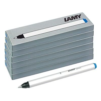 Lamy T11 Bläckrullerkassett, uppsättning med 6 med stort bläcklager och skrivspets i rostfritt stål i blått (raderbar) för patronroller modell 311 Balloon – 18 påfyllningar Lamy T11 Bläckrullerkassett, uppsättning med 6 med stort bläcklager och skrivspets i rostfritt stål i blått (raderbar) för patronroller modell 311 Balloon – 18 påfyllningar