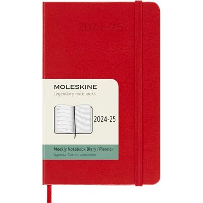 Moleskine Veckoplanerare 2024-2025, veckoplanerare 18 månader 2025, med utrymme för anteckningar, med hårt skydd och elastisk stängning, fickstorlek 9 x 14 cm, färg scharlakansröd Moleskine Veckoplanerare 2024-2025, veckoplanerare 18 månader 2025, med utrymme för anteckningar, med hårt skydd och elastisk stängning, fickstorlek 9 x 14 cm, färg scharlakansröd