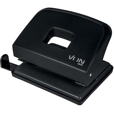 Leitz Hålslag, för 20 ark, stoppskena med formatspecifikationer, kompakt storlek perfekt för hem, kontor eller skola, metall och plast, svart, 50200095 Leitz Hålslag, för 20 ark, stoppskena med formatspecifikationer, kompakt storlek perfekt för hem, kontor eller skola, metall och plast, svart, 50200095
