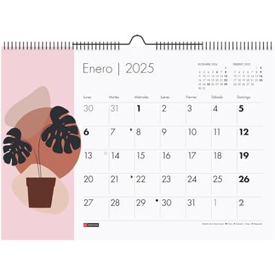 Miquelrius Väggkalender 2025, A3-kalender: 420 x 296 mm, med plats att kommentera, kalender 2025, dubbel spiralbindning, årlig hängkalender, spansk, landskapsdesign Miquelrius Väggkalender 2025, A3-kalender: 420 x 296 mm, med plats att kommentera, kalender 2025, dubbel spiralbindning, årlig hängkalender, spansk, landskapsdesign