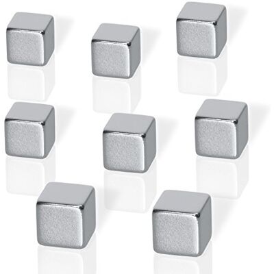 Sigel B3101 Neodymmagneter BeBoard, kubmagneter i XL-format, lätt att greppa, extremt starkt, set om 8, silver, för glas-magnetpaneler, whiteboards, kylskåp Sigel B3101 Neodymmagneter BeBoard, kubmagneter i XL-format, lätt att greppa, extremt starkt, set om 8, silver, för glas-magnetpaneler, whiteboards, kylskåp