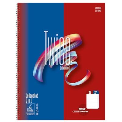 Staufen Style Collegeblock TWICE – DIN A4, linjering 27 + linjering 28, 80 ark, 4-håls stansning, extra vit 70 g/m² kvalitetspapper, 5 stycken Staufen Style Collegeblock TWICE – DIN A4, linjering 27 + linjering 28, 80 ark, 4-håls stansning, extra vit 70 g/m² kvalitetspapper, 5 stycken