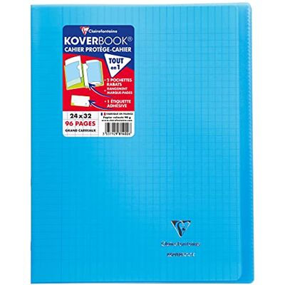 Clairefontaine Koverbook anteckningsbok 96 sidor stora kaross i, band av polypropylen 90 g 24 x 32 cm 32.50 x 25.50 x 0.70 transparent/blau Clairefontaine Koverbook anteckningsbok 96 sidor stora kaross i, band av polypropylen 90 g 24 x 32 cm 32.50 x 25.50 x 0.70 transparent/blau