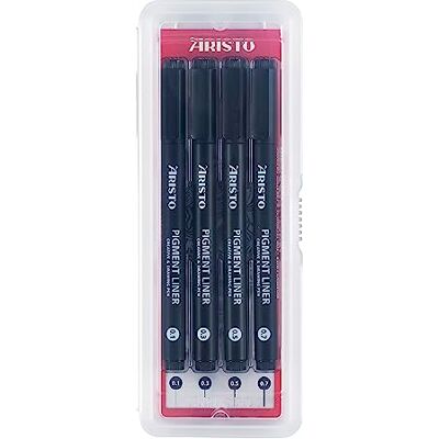 Aristo AR23554 Pigmentliner set 4 delar (4 fineliner i linjetjocklekarna 0,10/0,30/0,50/0,70 mm, högpigmenterat bläck, ljus och vattentät, metallinfattad spets) svart Aristo AR23554 Pigmentliner set 4 delar (4 fineliner i linjetjocklekarna 0,10/0,30/0,50/0,70 mm, högpigmenterat bläck, ljus och vattentät, metallinfattad spets) svart