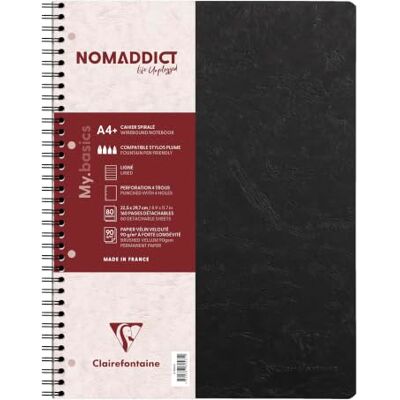 Clairefontaine 782561C – Collegeblock/Age Age Bag med dubbel spiral, DIN A4 80 ark kan separeras, perforerad, 4-vägs perforerad, linjerad, svart, 1 styck Clairefontaine 782561C – Collegeblock/Age Age Bag med dubbel spiral, DIN A4 80 ark kan separeras, perforerad, 4-vägs perforerad, linjerad, svart, 1 styck